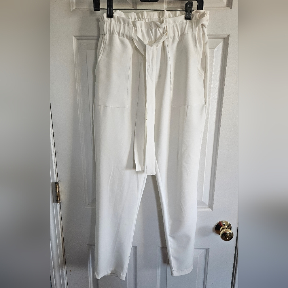 NWT White Women's Pants with Tie Waist